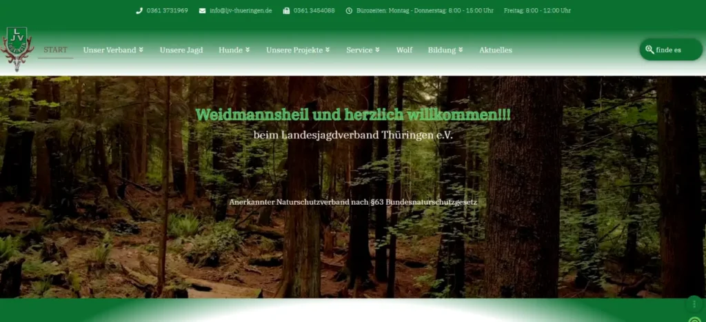 Screenshot der neuen Website des LJVT