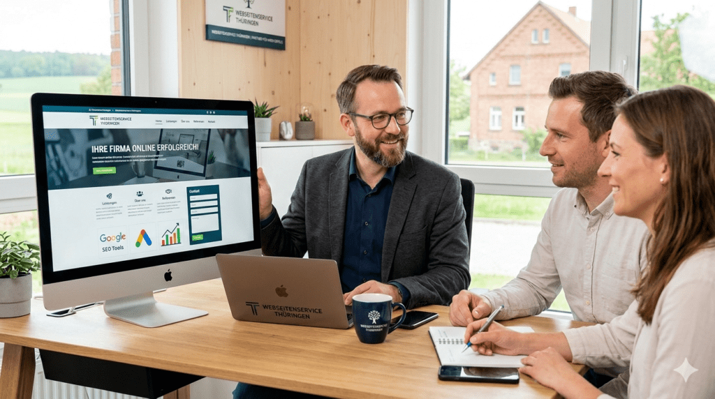 Professioneller Webdesigner berät Kunden in Thüringen zur Erstellung einer Firmenwebseite.
