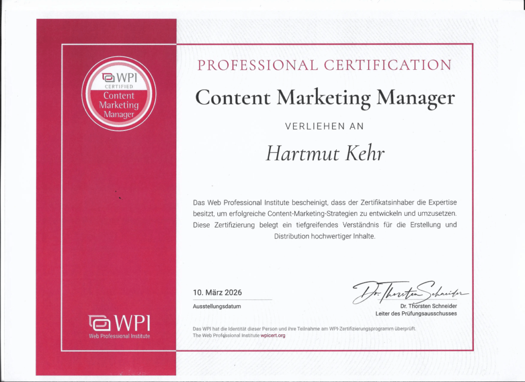 Zertifikat Content Marketing Manager